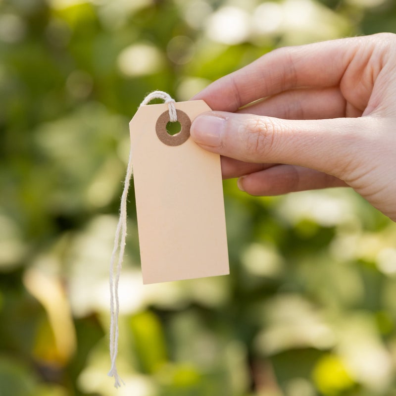 EZDOM 100 Small Manila Paper Tags with String - #1  2 3/4  x 1 3/8  - Hang Shipping Labels with String Attached and Reinforced Hole  Pre-Strung Tags - Image 5